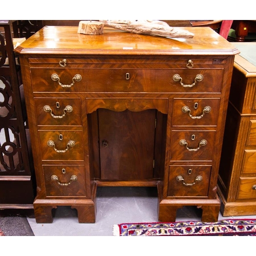 438 - ANTIQUE MAHOGANY DESK WITH BRUSH SLIDES - AF. 90W X 50D X 88CM HIGH