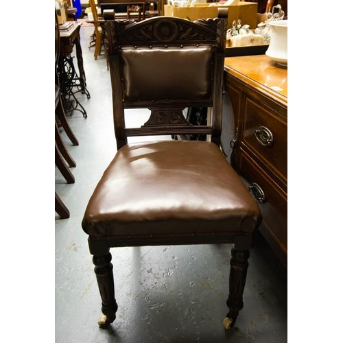 517 - 6 CARVED EDWARDIAN DINING CHAIRS