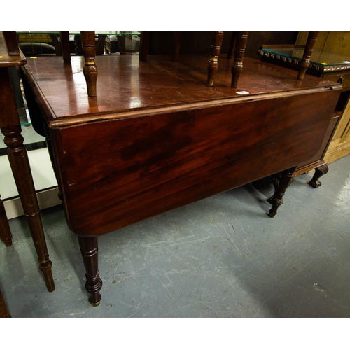 528 - VICTORIAN MAHOGANY DROP LEAF TABLE WITH DRAWER AF 175L X 63W X 72H CM