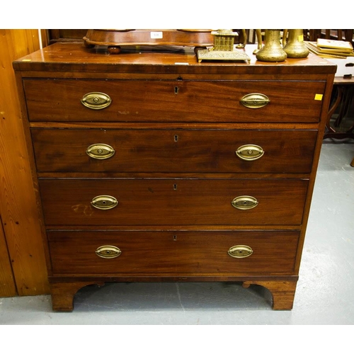 533 - NEAT MAHOGANY 4 DRAWER CHEST ON BRACKET FEET 92 X 48 X 94H CM