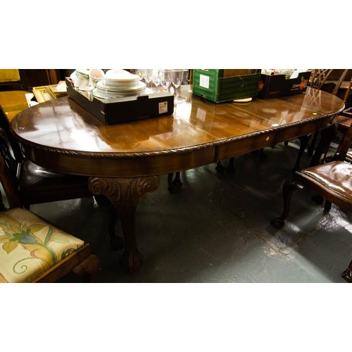 540 - ROPE EDGE MAHOGANY DINING TABLE + 2 LEAVES 245L X 105W X 75H CM