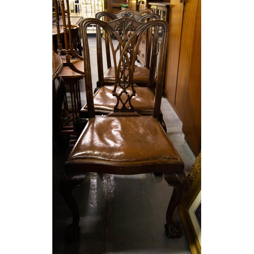 541 - 8 RIBBON BACK MAHOGANY CLAW LEG DINING CHAIRS