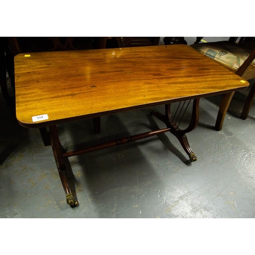 554 - MAHOGANY LYRE END COFFEE TABLE