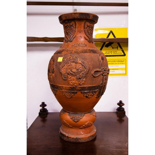 85 - TERRACOTTA POT 45CM HIGH + POTTERY CROCK