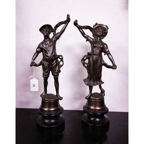 95 - PAIR METAL FIGURES . 37CM HIGH