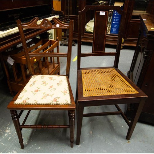 513 - INLAID MAHOGANY BEDROOM CHAIRS + EDWARDIAN BEDROOM CHAIR