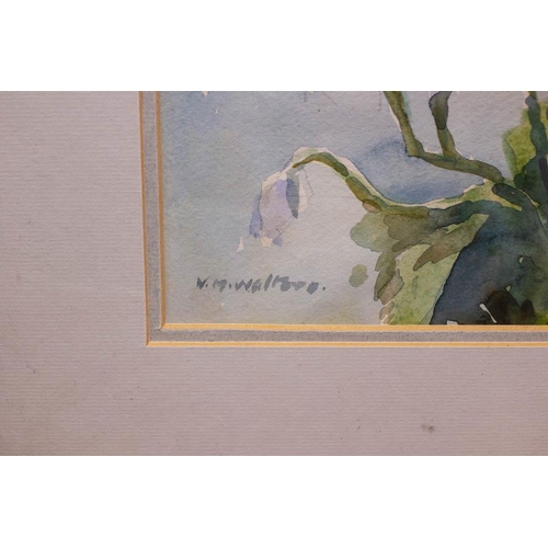 120 - V M WALTERS. 
2 X STILL LIFE FLOWERS 
WATERCOLOUR 26 X 32CM . 
SIGNED