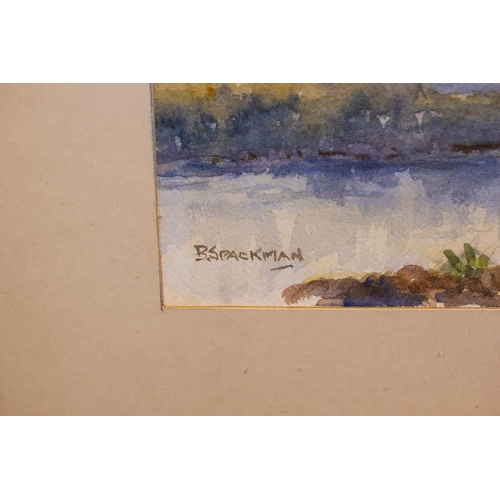 123 - Basil Spackman (1895-1971) 
MOUNTAIN & LAKE SCENE. 
WATERCOLOUR. 
SIGNED. 25 X 35CM