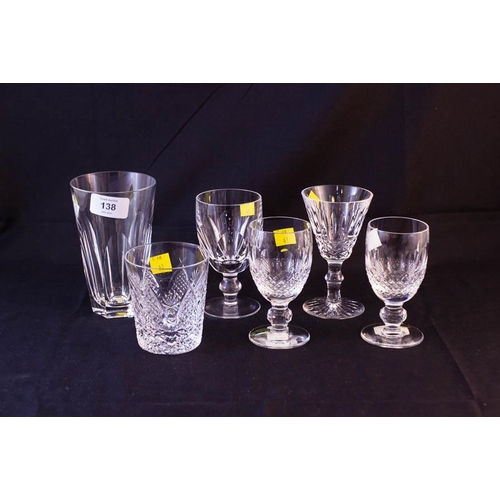 138 - 6 MISC WATERFORD CRYSTAL GLASSES