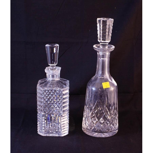 142 - WATERFORD CRYSTAL LISMORE DECANTER (CLOUDY) + SQUARE DECANTER  (WRONG STOPPER)