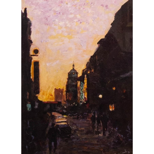 160 - ANNE YEATS. (1919 - 2001)
STREET SCENE . 
OIL ON BOARD 33 X 24CMC
SIGNED AND DATED '96