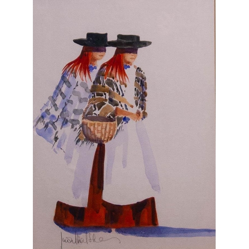 170 - Judith Caulfield Walshe. 
2 LADIES. 
WATERCOLOUR. 
44 X 34CM SIGNED.