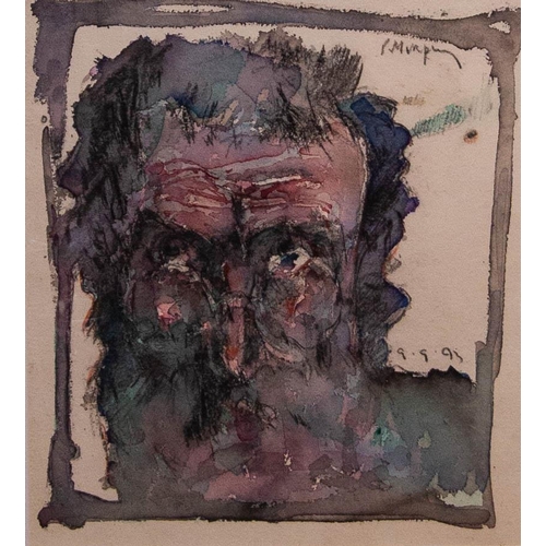 184 - SELF PORTRAIT. PAT MURPHY. WATERCOLOUR. 30 X 38CM