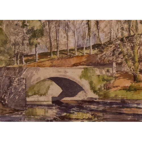 190 - Tom Nisbet (1909-2001). 
WOODLAND BRIDGE SCENE.
WATERCOLOUR .
28 X 38CM. SIGNED