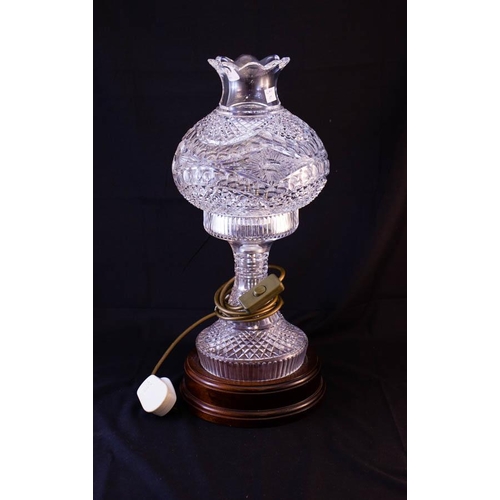 67 - WATERFORD CRYSTAL MASTERCUTTER A2 TABLE LAMP ON TIMBER BASE 46H X 20W CM