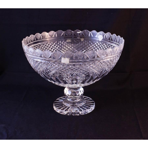 69 - WATERFORD CRYSTAL SCALLOP TOP FOOTED BOWL 30W X 22H CM