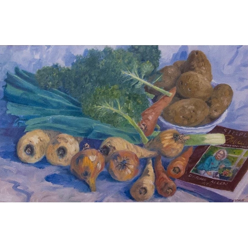 77 - TONY LYNCH (20th/21st Century), 
STILL LIFE WITH VEGETABLES. 
OIL ON CANVAS BOARD. 
29 X 42CM. SIGNE... 