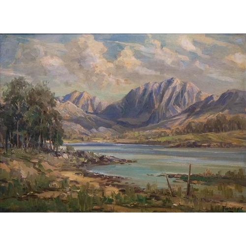 ROWLAND HILL ARUA (1915-1979). 
SUMMER EVENING , BUTTERMERE. 
OIL ON CANVAS . 
SIGNED 45 X 60 CM