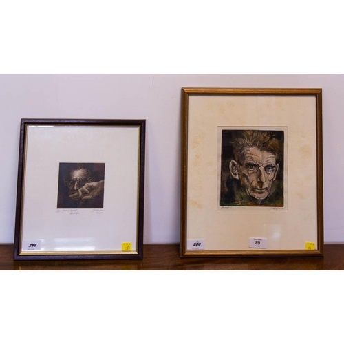 89 - JACK COUGHLIN. 2 ETCHINGS OF SAMUEL BECKETT. SIGNED AND DATE '91.  FROM THE ARTHUR C ARMSTRONG COLLE... 