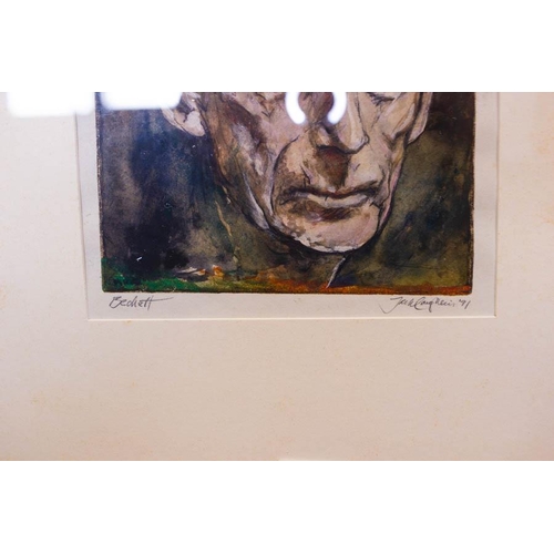 89 - JACK COUGHLIN. 2 ETCHINGS OF SAMUEL BECKETT. SIGNED AND DATE '91.  FROM THE ARTHUR C ARMSTRONG COLLE... 