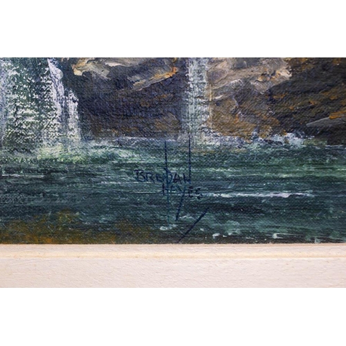 94 - BRENDAN HAYES. 
LAKE SCENE. 
OIL ON CANVAS. 25 X 40CM
SIGNED