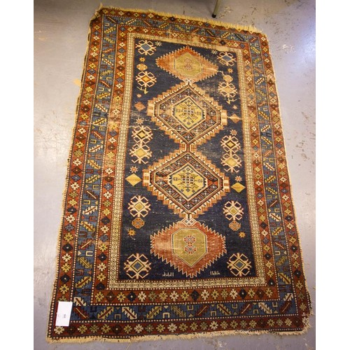 206 - ANTIQUE NAVY GROUND RUG 196 X 123W CM