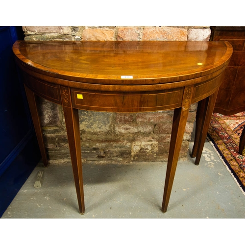 119 - INLAID MAHOGANY HALF MOON BREAKFAST TABLE AF 98 X 45 X 75CM HIGH