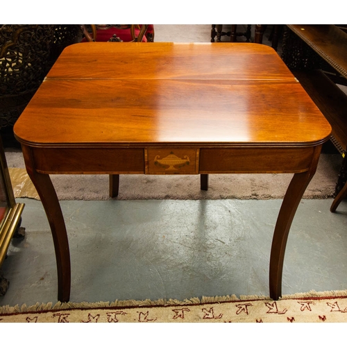 176 - INLAID MAHOGANY FOLD OVER TEA TABLE 91 X 45 X 73H CM