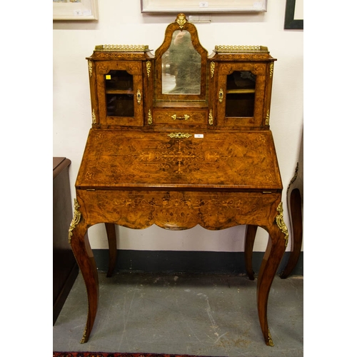 30 - PAIR OF SUPERB QUALITY FRENCH BURR WALNUT BONHEUR DE JOUR LADIES WRITING DESK WITH ORMOLU MOUNTS, CI... 