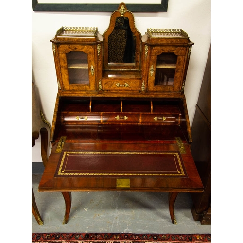 30 - PAIR OF SUPERB QUALITY FRENCH BURR WALNUT BONHEUR DE JOUR LADIES WRITING DESK WITH ORMOLU MOUNTS, CI... 