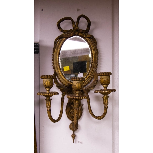 41 - PAIR OF ANTIQUE GILT WALL SCONCES 50 X 30W CM