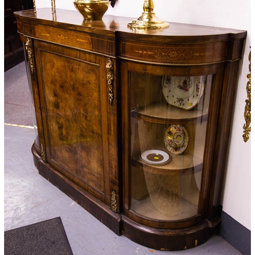 44 - QUALITY VICTORIAN INLAID WALNUT BRASS MOUNTED CREDENZA AF 150W X 40D X 102H CM