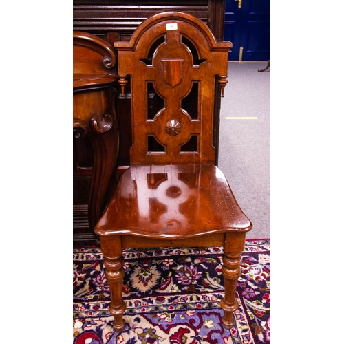 66 - PAIR OF VICTORIAN  MAHOGANY HALL CHAIRS