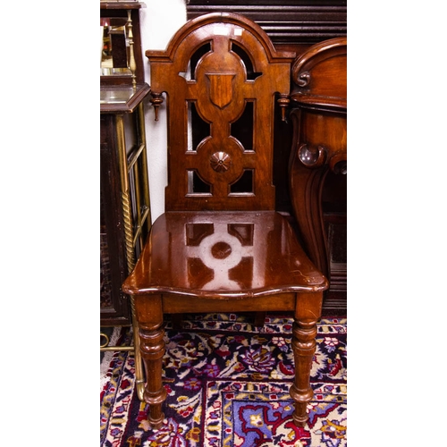 66 - PAIR OF VICTORIAN  MAHOGANY HALL CHAIRS