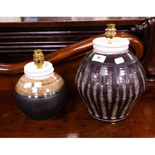 68 - 2 POTTERY TABLE LAMPS