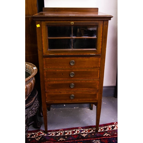 84 - EDWARDIAN MAHOGANY MUSIC CABINET 57W X 110H CM