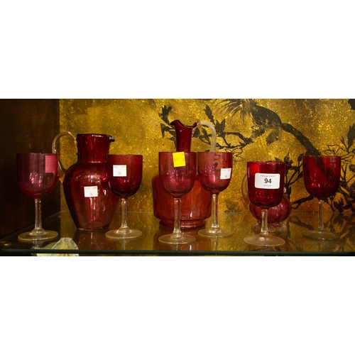 94 - COLLECTION OF MISC RUBY GLASS