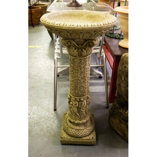 108 - GRECIAN STYLE STONE BIRDBATH 40W X 90H