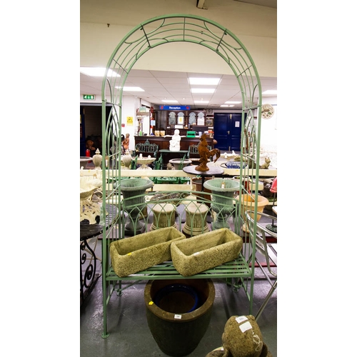 111 - GREEN ARCH WITH SEAT 100 X 45 X 210H CM