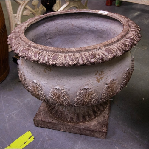 136 - PAIR OF GARDEN  COMPOSITE URNS 45W X 40H CM