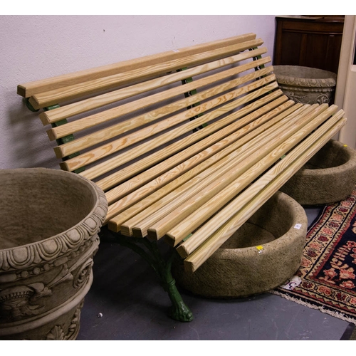 150 - QUALITY CAST IRON ROLL BENCH WITH TREATED PINE SLATS- POWDER COATED ENDS