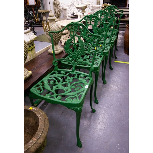 158 - SET OF 5 GREEN PAINTED ALUMINIUM GARDEN CHAIRS