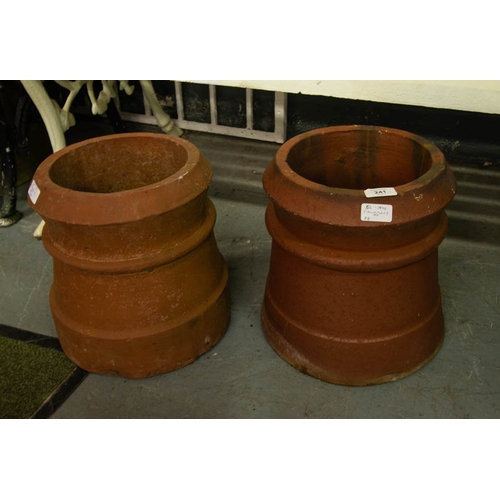 241 - 2 LOW TERRACOTTA CHIMNEY POTS 32CM HIGH