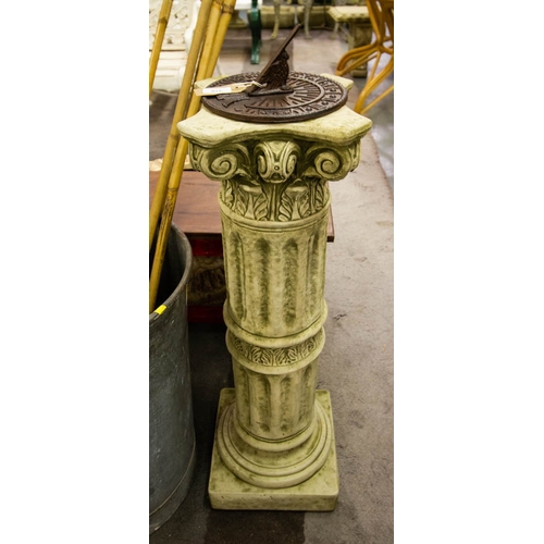 370 - TALL CORINTHIAN COLUMN PEDESTAL 85H CM + SUNDIAL