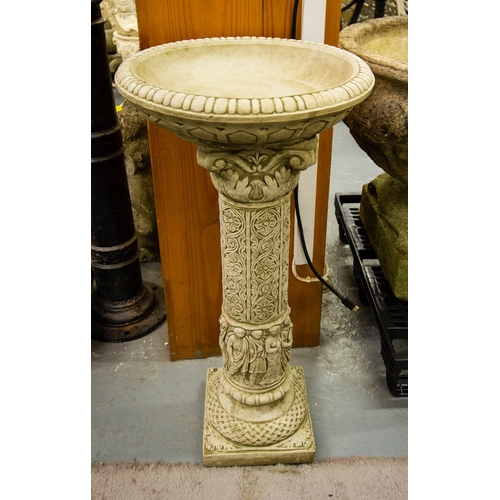 373 - GRECIAN STYLE STONE BIRDBATH 40W X 90H