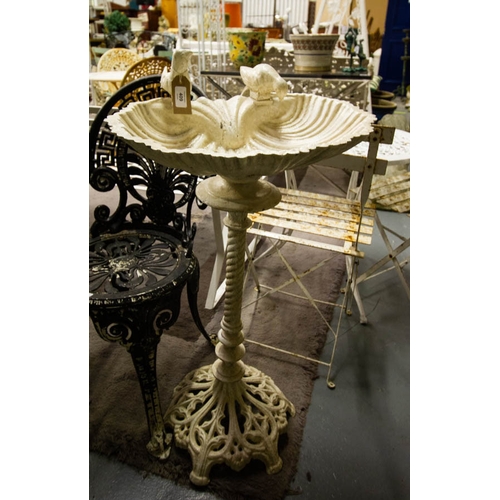 409 - TALL CAST IRON SHELL BIRDBATH 90H CM