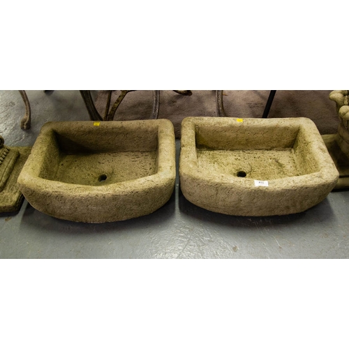 PAIR OF STONE WARE ALPINE PLANTERS 48 X 40 X 15H CM