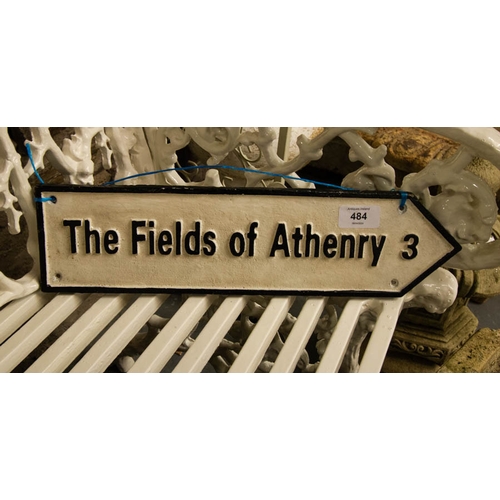 484 - 2 CAST IRON SIGNS - OLD BOG ROAD + FIELDS OF ATHENRY