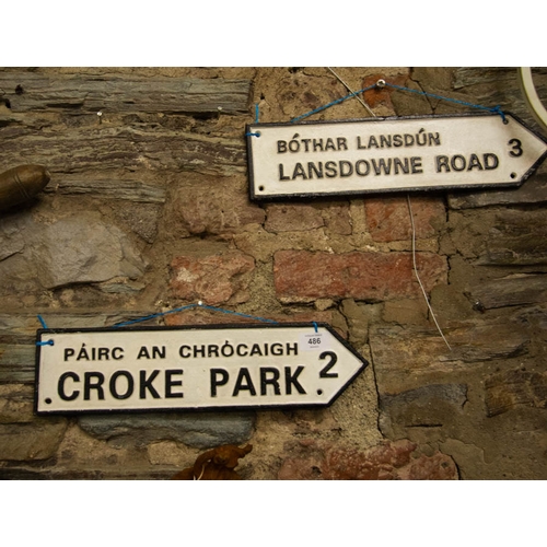 486 - 2 CAST IRON SIGNS. CROKE PARK + LANDSDOWN ROAD