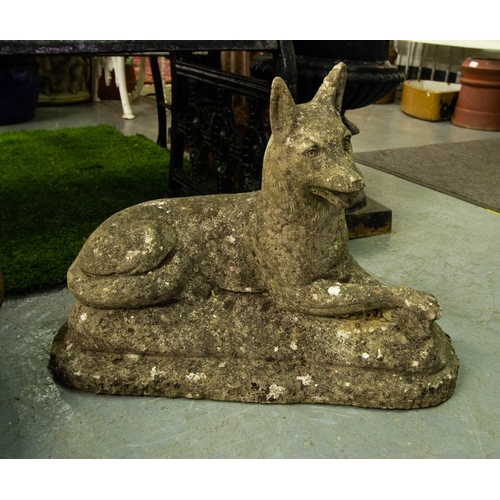 5 - PAIR OF SEATED ALSATIANS  55W X 38CM HIGH